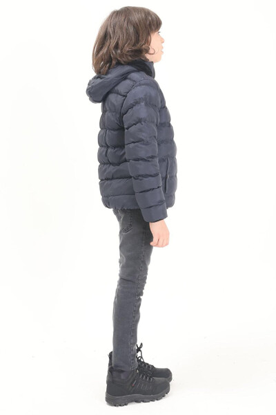 Boys' Plain Stitched Navy Puffer Jacket 15641 - 10