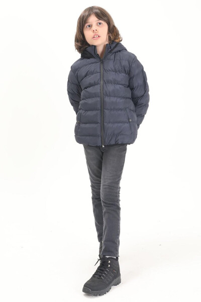 Boys' Plain Stitched Navy Puffer Jacket 15641 - 2