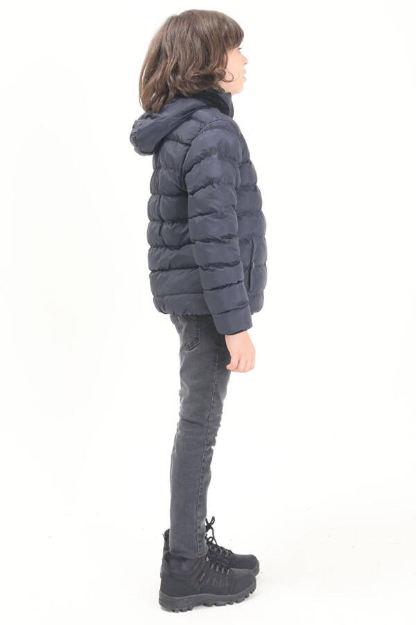 Boys' Plain Stitched Navy Puffer Jacket 15641 - 5