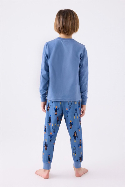 Boys' Planet Print Pajama Set Blue RP3443-2 - 3