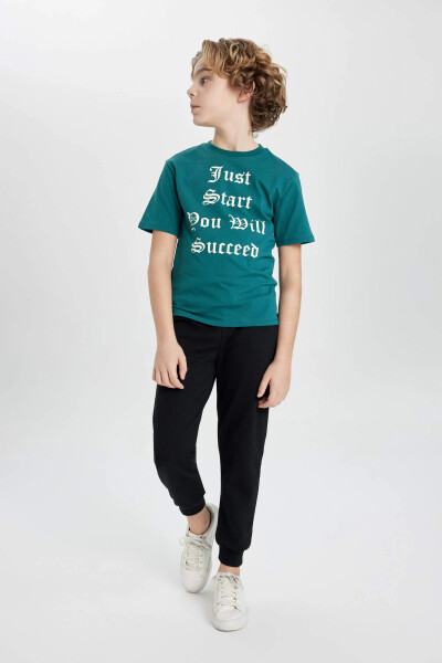 Boys' Printed Short Sleeve T-Shirt and Sweatpants 2-Piece Set Green - 6