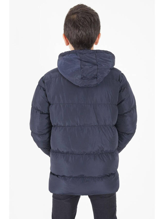 Boys' Puffer Jacket Plain Design Navy Blue 15674 - 10