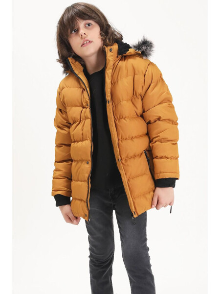 Boys' Puffer Jacket with Logo Mustard 15489 - 6