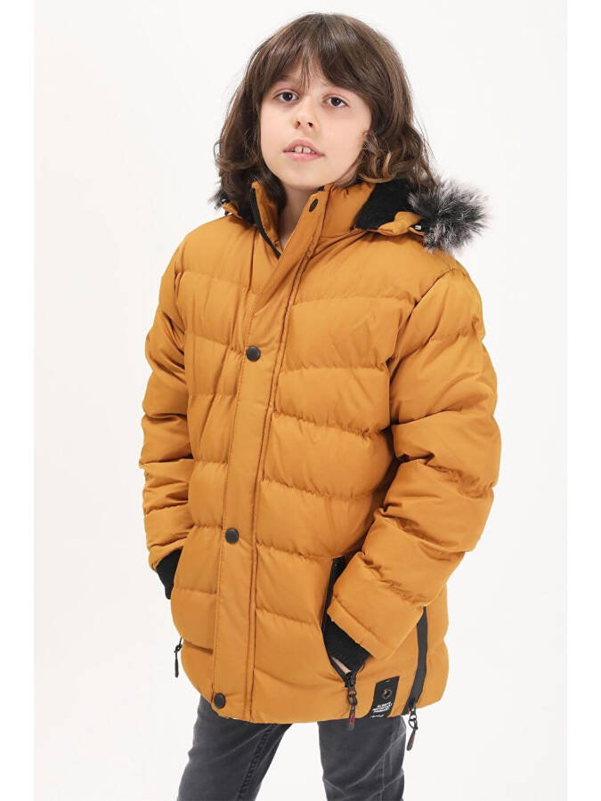 Boys' Puffer Jacket with Logo Mustard 15489 - 7