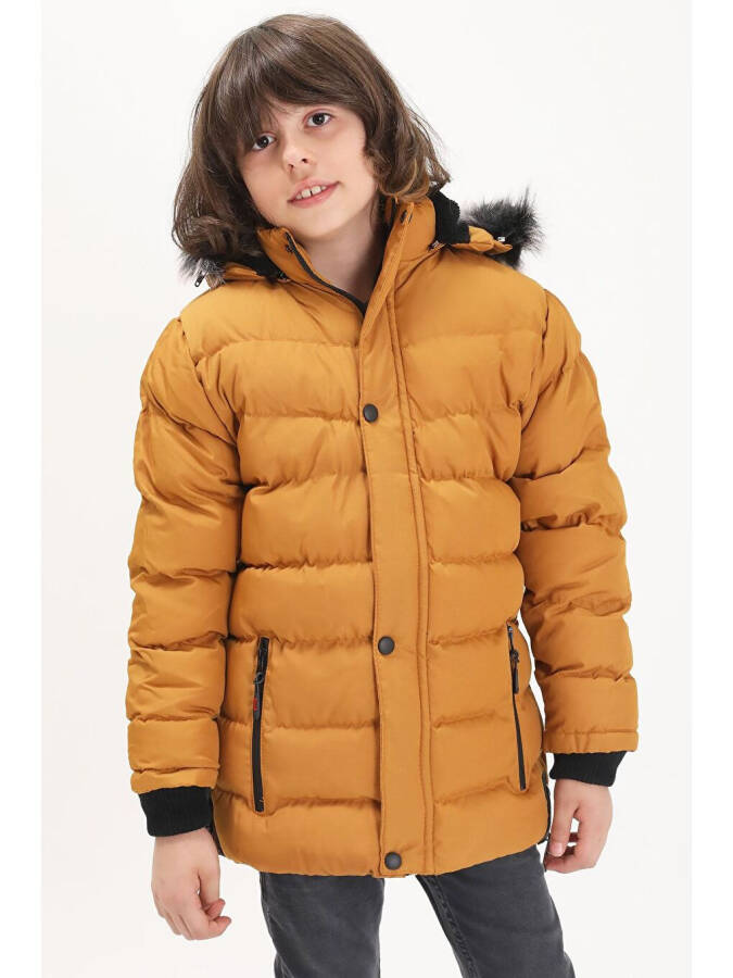 Boys' Puffer Jacket with Logo Mustard 15489 - 8