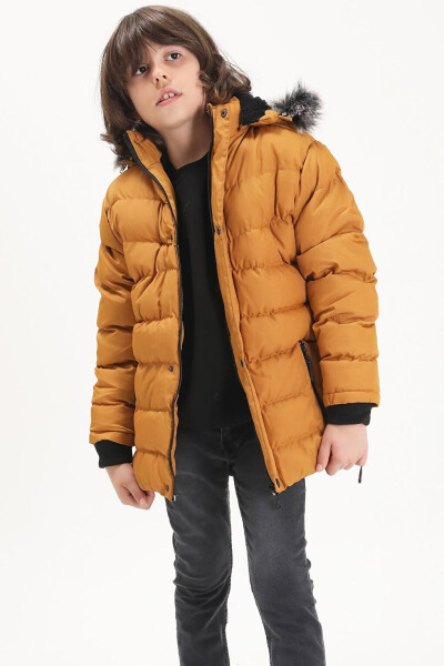 Boys' Puffer Jacket with Logo Mustard 15489 - 11