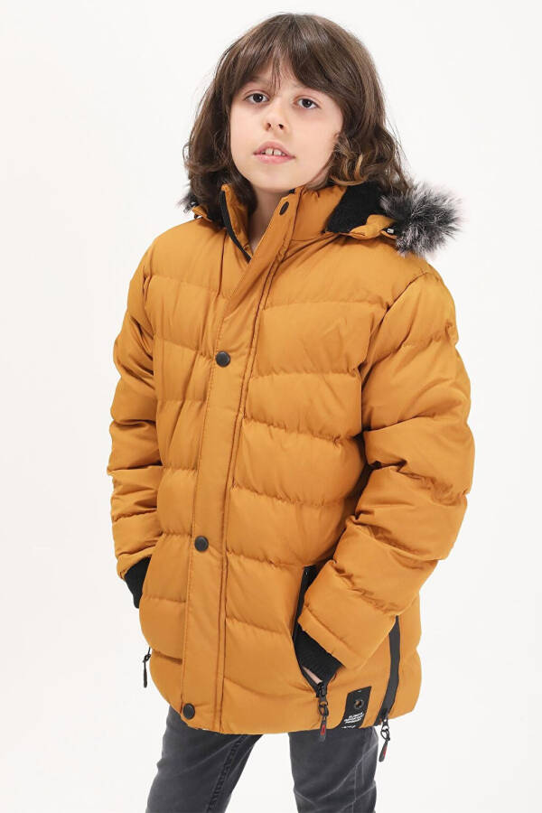 Boys' Puffer Jacket with Logo Mustard 15489 - 12