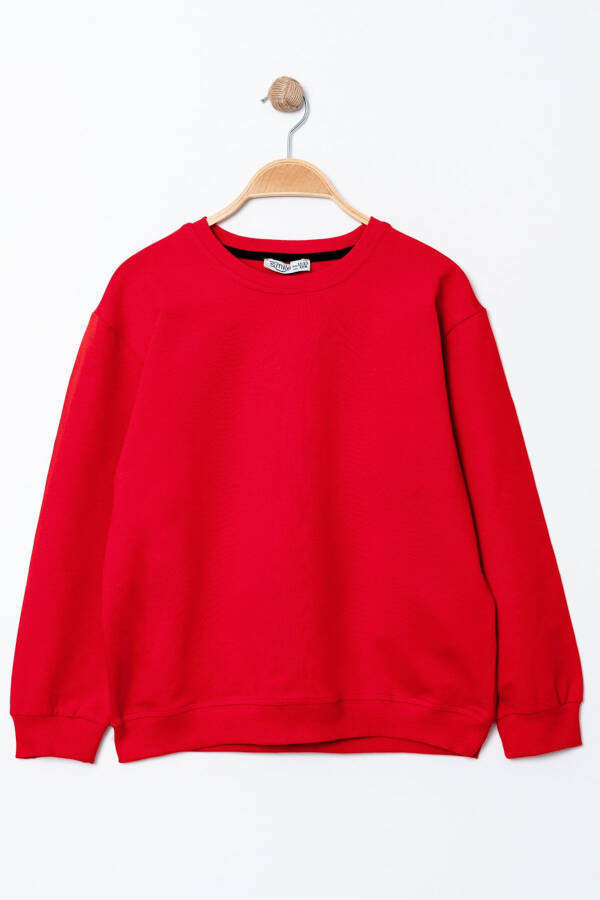 Boys Red Bicycle Neck Basic 5-13 Years Sweatshirt - 3535-7 - 1