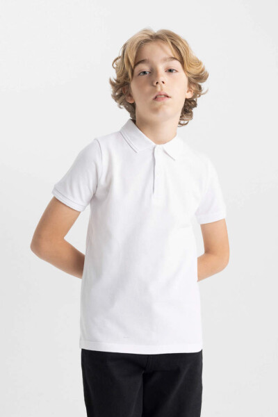 Boys' Short Sleeve Polo Shirt White - 1