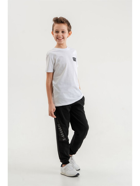 Boy's Short-Sleeved T-Shirt and Sweatpants Set with Bike Print Collar - 7