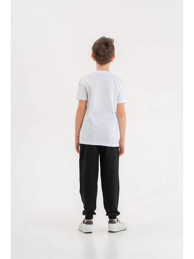 Boy's Short-Sleeved T-Shirt and Sweatpants Set with Bike Print Collar - 8