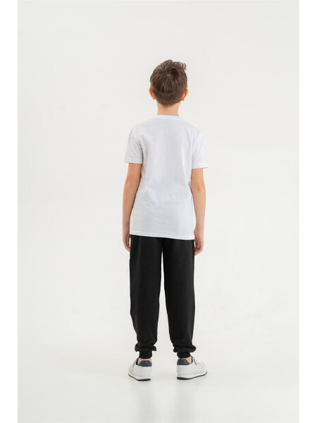 Boy's Short-Sleeved T-Shirt and Sweatpants Set with Bike Print Collar - 4