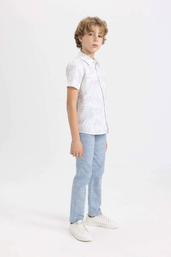 Boys' Standard Leg Linen Look Trousers Light Blue - 8