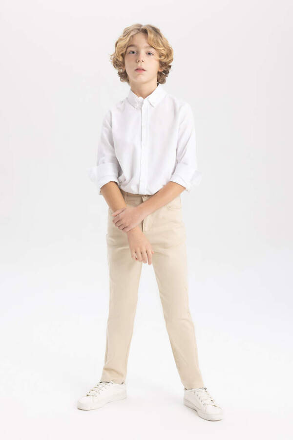 Boys Straight Leg Gabardine Trousers Light Beige - 2