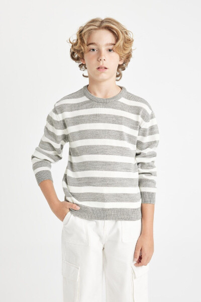 Boys' Striped Bike Neck Sweater C9656A824AU - 1