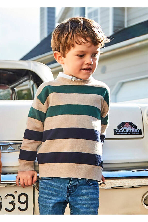 Boys Striped Sweater Beige 4338 - 2