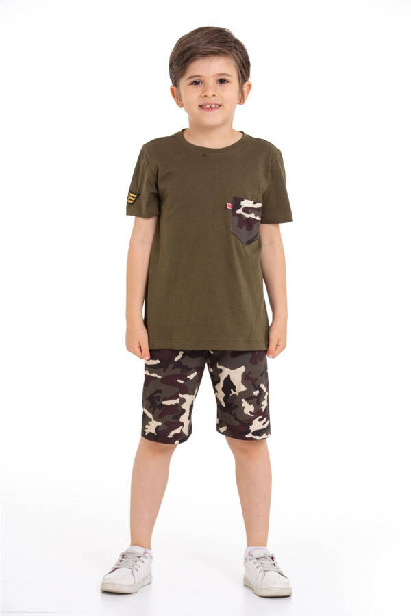 Boys' Summer Camouflage Patterned Capri Suit - 1