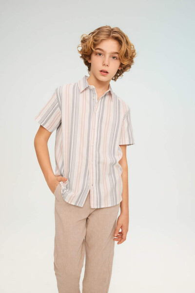 Boys' Twill Short Sleeve Polo Shirt Ecru - 1