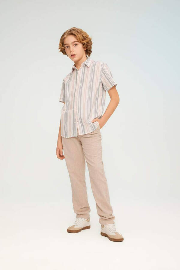 Boys' Twill Short Sleeve Polo Shirt Ecru - 2