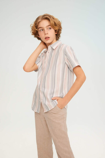 Boys' Twill Short Sleeve Polo Shirt Ecru - 3