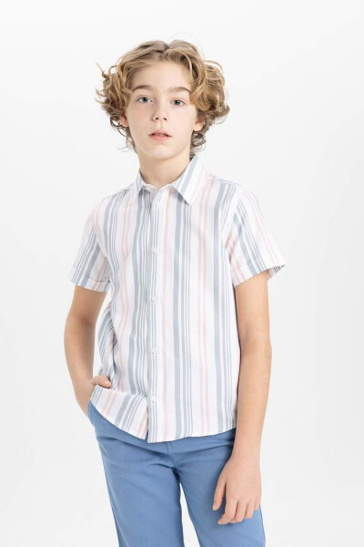 Boys' Twill Short Sleeve Polo Shirt Ecru - 4