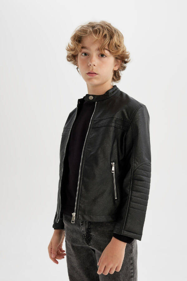 Boys' Water-Repellent Faux Leather Jacket C4320A824AU - 1