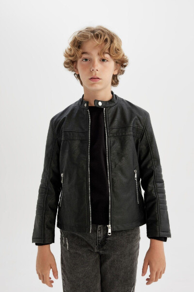 Boys' Water-Repellent Faux Leather Jacket C4320A824AU - 3