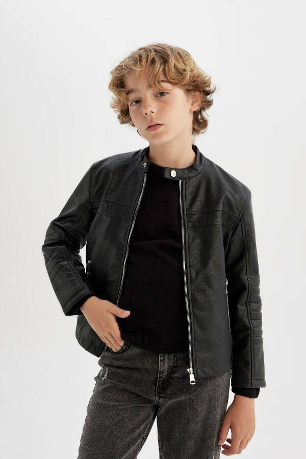 Boys' Water-Repellent Faux Leather Jacket C4320A824AU - 4