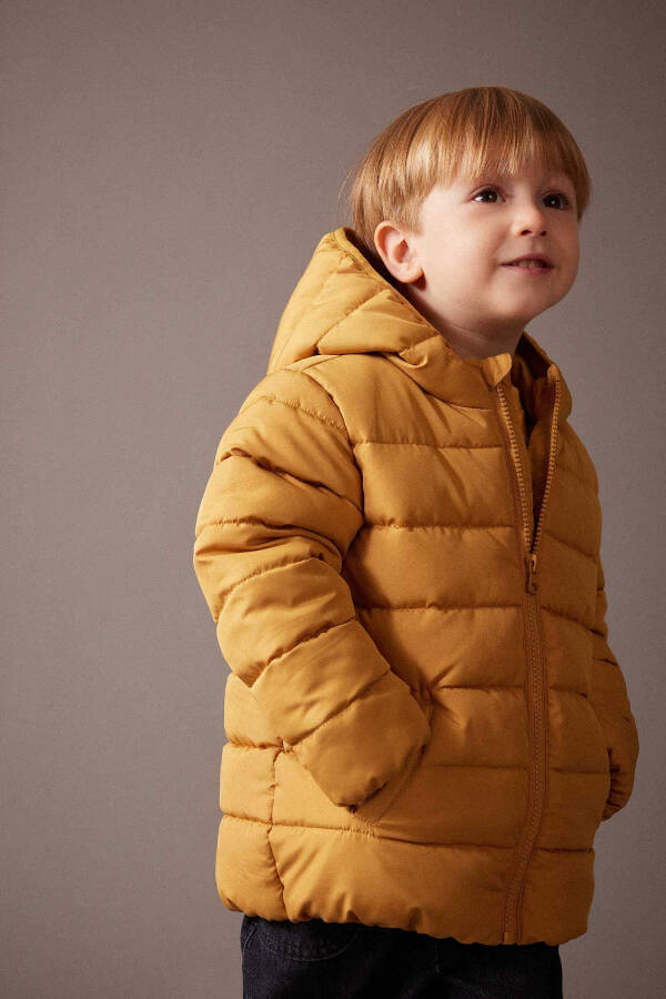 Boys' Water-Repellent Hooded Fleece Lined Jacket Yellow - 13