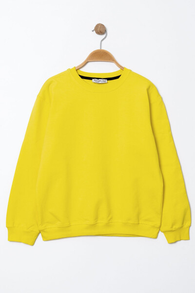 Boys Yellow Crew Neck Basic 5-13 Years Sweatshirt - 3535-10 - 1