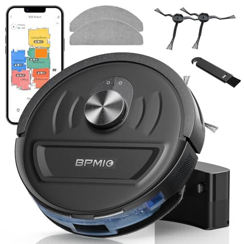 BPMIO Robot Vacuum and Mop Combo 5500Pa Max Suction with LiDAR Navigation Smart Mapping, 120 Min Runtime Customized Cleaning Schedule, Works with Alexa/WiFi/App, Great for Pet Hair, Carpet, Hard Floor - 6