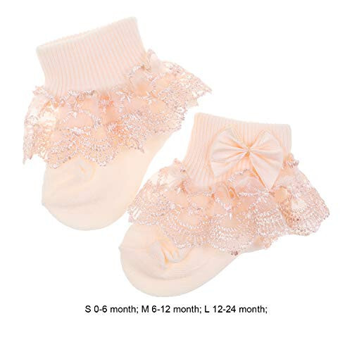 BQUBO Baby Girls Socks Eyelet Ruffle Lace Sock Baby Socks Newborn/Infant/Toddlers Frilly Summer Thin Dress Sock - 48