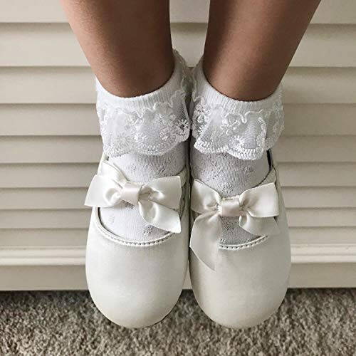 BQUBO Baby Girls Socks Eyelet Ruffle Lace Sock Baby Socks Newborn/Infant/Toddlers Frilly Summer Thin Dress Sock - 49