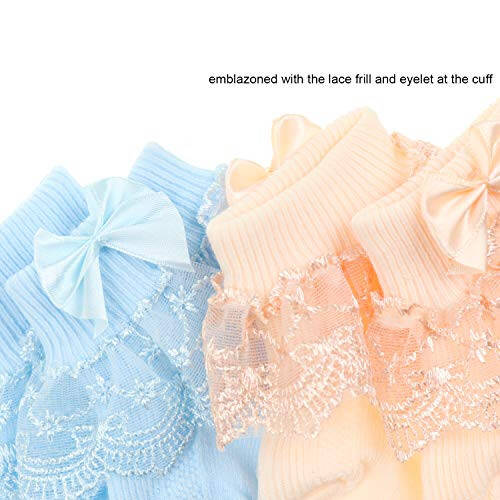 BQUBO Baby Girls Socks Eyelet Ruffle Lace Sock Baby Socks Newborn/Infant/Toddlers Frilly Summer Thin Dress Sock - 3