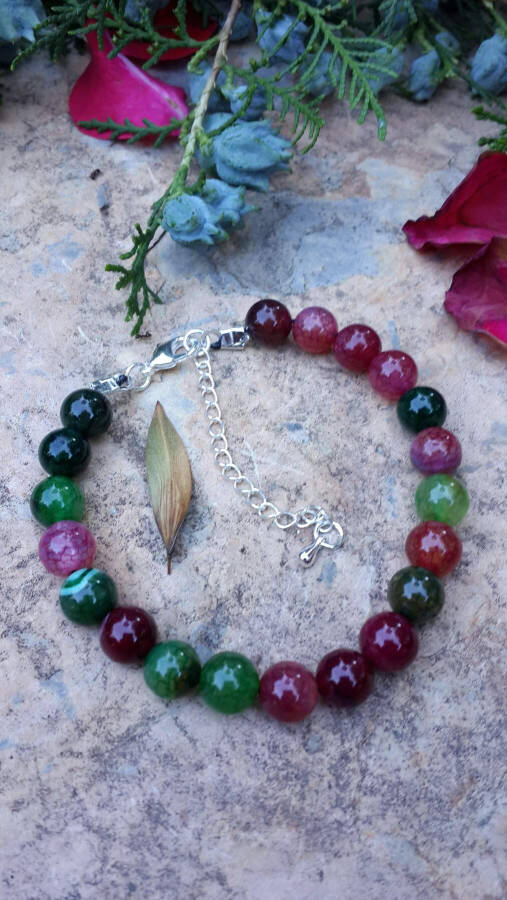 Bracelet for Women, Mixed Color Agate Natural Stone - 1