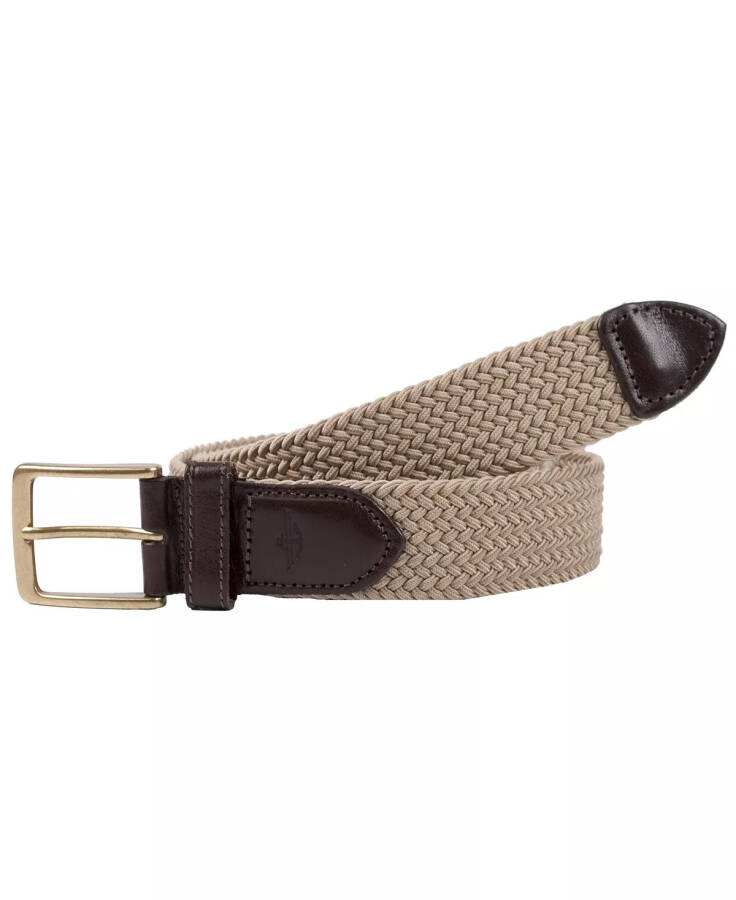 Braided Canvas Web Men's Belt Khaki - 1