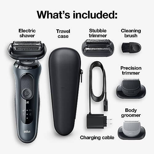 Braun Series 6 6046cs Electric Razor for Men, Wet & Dry, Electric Razor, Rechargeable, Cordless Foil Shaver with Charging Stand, Travel Case and Precision Trimmer, Black - 2