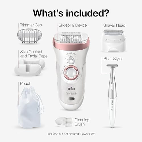 Braun Silk-épil 9 9-890, Facial Hair Removal for Women, Hair Removal Device, Bikini Trimmer, Womens Shaver Wet & Dry, Cordless and 7 Extras - 2