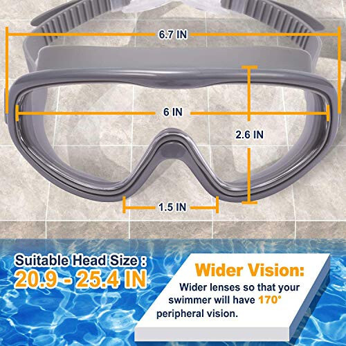 Braylin Adult Swim Goggles, 2-Pack Wide View Swim Goggles for Men Women Youth Teen, Anti-Fog, Over 15 - 3