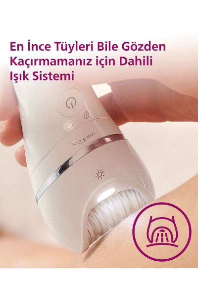 BRE700/05 Epilatör (Yüz+Koltuk altı+Bikini Bölgesi+Bacak)Islak-Kuru,Işıklı,Kablosuz - 7