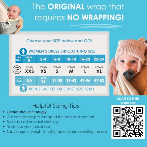 Breeze Baby K'tan Baby Carrier, 1 Easy Pre-Wrapped Baby Sling Gift | Breathable 100% Cotton Mesh | Hands Free Wrap for Infants | No Rings Or Buckles | Newborn to Toddler up to 35lb (See Size Chart) - 8