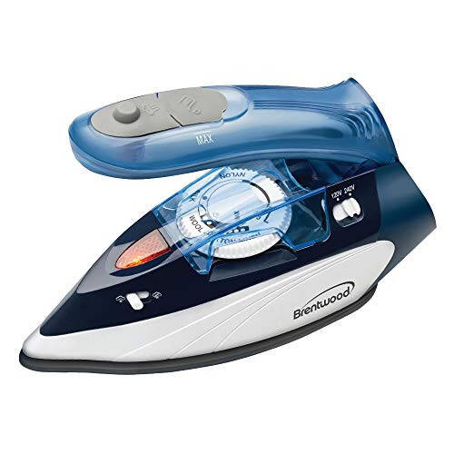 Brentwood MPI-45 Travel Iron with Steam 800-Watt Dual Voltage Non-Stick, Blue - 1