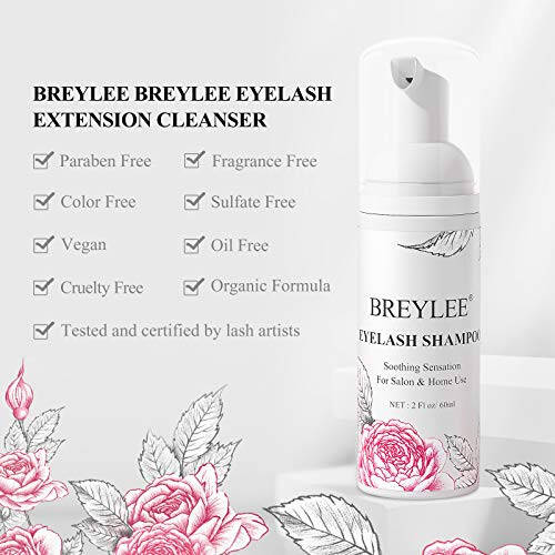 BREYLEE Shampoo for Lash Extensions, 60ml+Rinse Bottle+Brushes, Eyelash Extension Cleanser, Lash Wash Bath, Lash Cleaner for Makeup Cleansing Foams, Paraben & Sulfate Free for Salon and Home Use - 3