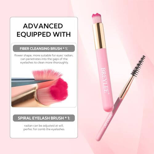 BREYLEE Shampoo for Lash Extensions, 60ml+Rinse Bottle+Brushes, Eyelash Extension Cleanser, Lash Wash Bath, Lash Cleaner for Makeup Cleansing Foams, Paraben & Sulfate Free for Salon and Home Use - 6