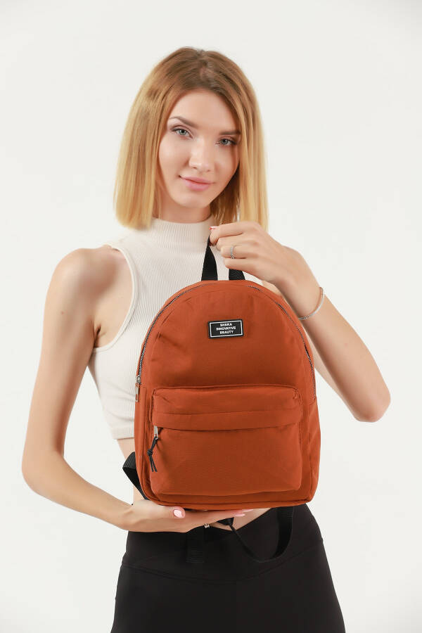 Brick U21 Zippered 2 Compartment Front Pocket Detailed Canvas Unisex Backpack U:32 Cm E:24 Cm G:11 - 1