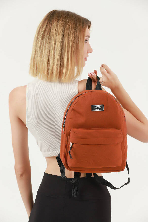 Brick U21 Zippered 2 Compartment Front Pocket Detailed Canvas Unisex Backpack U:32 Cm E:24 Cm G:11 - 2