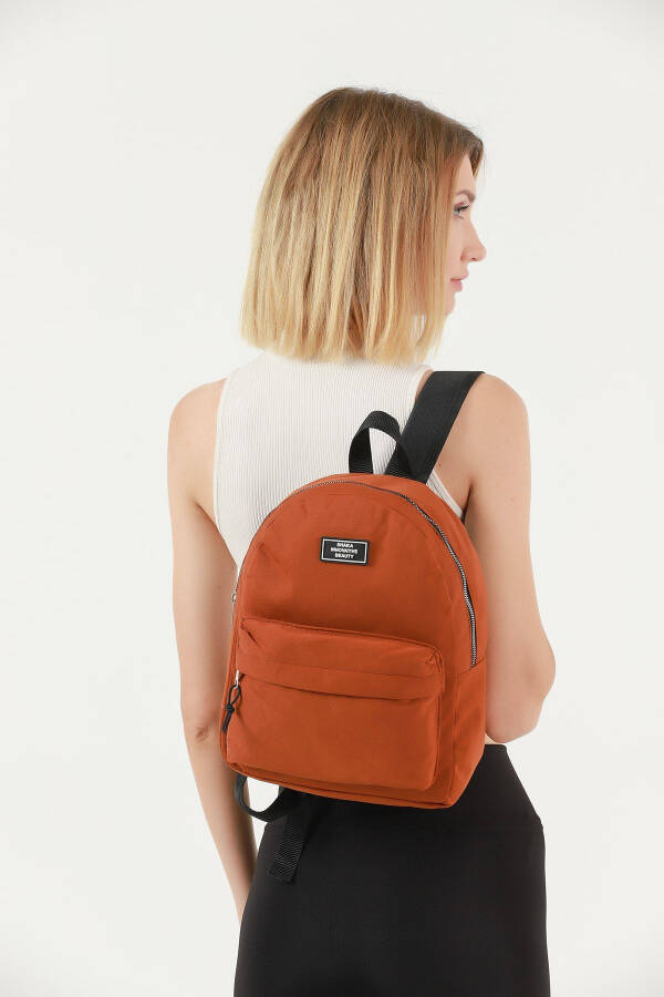 Brick U21 Zippered 2 Compartment Front Pocket Detailed Canvas Unisex Backpack U:32 Cm E:24 Cm G:11 - 3