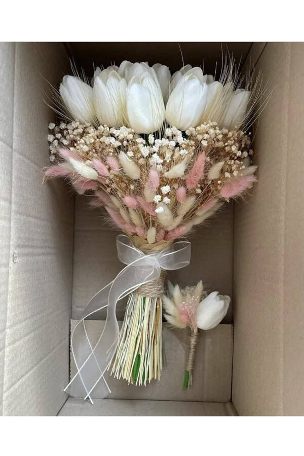 Bridal Bouquet with Bridal Flower and Groom's Boutonniere, Hydrangea at its Simplest Beauty - 4