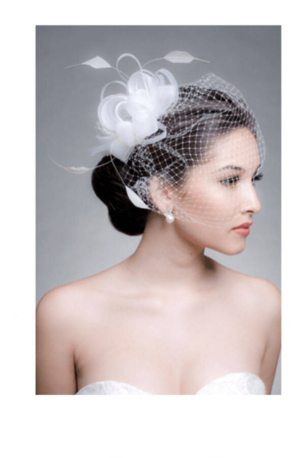 Bridal Cap, Wedding Hat Bridal Pointed Veil Bridal Voile, Voile Cap Bridal Hat - 1