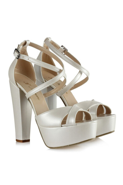 Bridal Platform Sandal with Cross Straps - 1